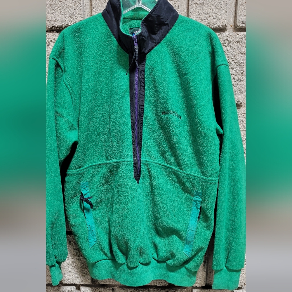Vintage beaver canoe fleece jacket men's xlarge